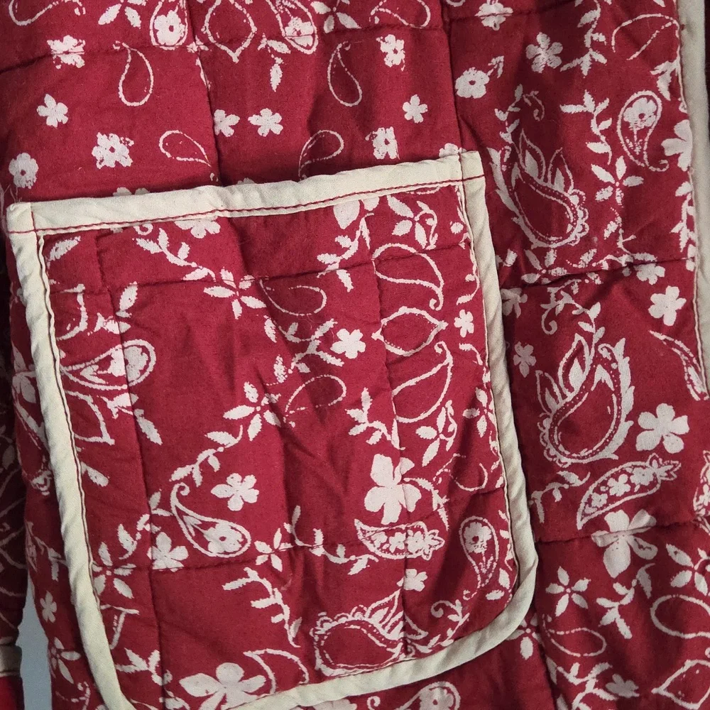 Free People Red and White Bomber Jacket - Picture 6 of 10